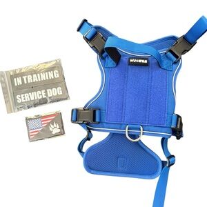 WINSEE Service Dog Vest No Pull Dog Harness 4 Dog Patches Blue Sz L In Training